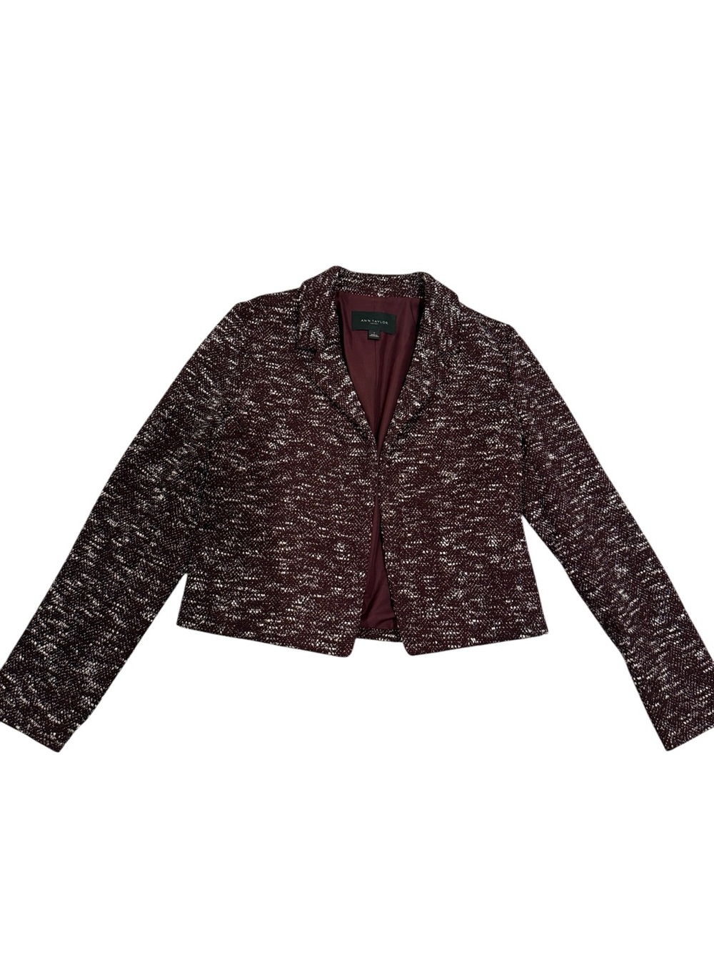 Ann Taylor Factory Burgundy Tweed Like Blazer and Skirt Set - Picture 2 of 16